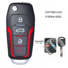 Upgraded Red Flip Remote Key 315MHz 4D63 80 BIT Chip for Ford FCC: CWTWB1U331