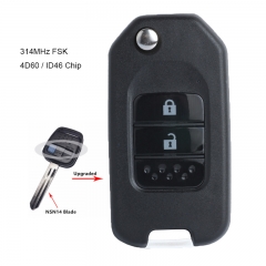 Replacement Flip Upgraded Remote Key 314MHz FSK 2 Button for Nissan Qashqai Elgrand X-TRAIL NAVARA MICRA