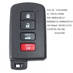 Smart Remote Key Fob for Toyota Sequoia Highlander 2014-2019 FCC: HYQ14FBA - 2110, P/N: 89904-0E121 AG Board