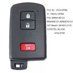 Smart Remote Key Fob for Toyota Prius C Tacoma 2012-2018 281451-2110 AG Board FCCID: HYQ14FBA