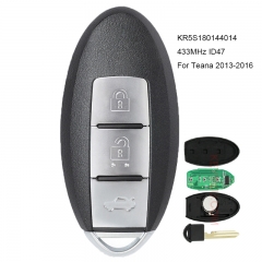 3 Buttons Keyless Smart Remote Key Fob 433MHz 47 Chip for Nissan Teana 2013-2016 FCCID: KR5S180144014