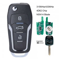 Upgraded Flip Remote Key 315/433MHZ 4D62 Chip for Subaru Forester Liberty Outback Impreza NSN14 Uncut Blade