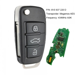 Llavero remoto de coche Keyless-Go ASK de 434 MHz para Audi A3 S3 2012 2013 2014 2015 P/N: 8V0 837 220D, 8V0837220D