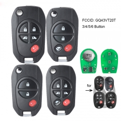 Modified Filp Remote Key 3/4/5/6 Button 315MHz 4D67 for TOYOTA Highlander Sequoia Sienna Tacoma Tundra Avalon Solara FCCID: GQ43VT20T