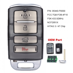 Aftermarket / Original Smart Remote Car Key Fob 433MHz ID47 for 2017 2018 2019 KIA Cadenza P/N: 95440-F6000 FCCID: TQ8-FOB-4F10