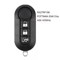 Remote Key Fob 433MHz PCF7946 for Fiat 500 Grande Punto Doblo Qubo - Delphi BSI RX2TRF198