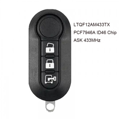 Replacement Flip Remote Key 434MHz PCF7946A ID46 for for Fiat 500 Doblo Punto Florino - Delphi BSI FCC: LTQF12AM433TX