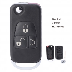 Flip Remote Key Shell 3 Button for Mercedes-Benz C E ML S HU39 Blank Blade