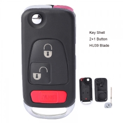 Flip Remote Key Shell 2+1 Button for Mercedes-Benz C E ML S HU39 / HU64 Blank Blade