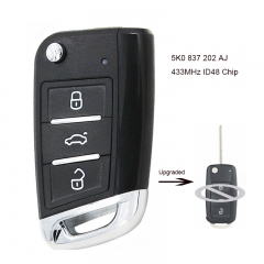 Upgraded Remote Key for Volkswagen Caddy Polo Transporter Beetle Jetta Touran Golf 6 Tiguan Eos Sharan UP  5K0 837 202 AJ