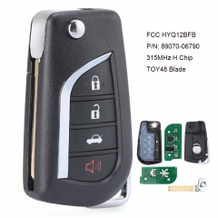 Replacement Flip Remote Key 4B 315MHz H Chip for Toyota Camry 2018 2019 - FCC HYQ12BFB P/N: 89070-06790
