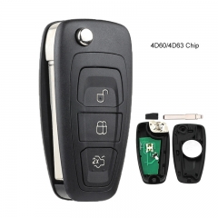 Remote Car Key Fob 3 Button 433MHz  4D60/ 4D63 Chip For Ford Connect Focus Mondeo Fiesta Transit C Max HU101