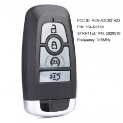 Aftermekt 4 Button Remote Car Key Fob 433.92MHz/315MHz/868MHz  for Ford Mustang 2017-2018 P/N:164-R8159 FCCID：M3N-A2C931423 ,A2C93142101