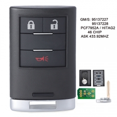 OEM Smart Remote Car Key Fob FSK 433MHz PCF7952A for 2016-2018 Holden Chevrolet Captiva GM/S: 95137227 / 95137228
