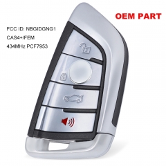 Placa OEM Silver Smart Remote Car Key Fob 4 botones 434MHz para PCF7953 para BMW F Series CAS4 + / FEM 2011-2017 FCC ID: NBGIDGNG1