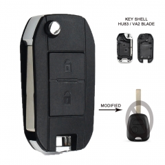 Modified Flip Folding Car Key Shell 2 Button Key Case for Peugeot 307 107 207 407 Citroen C2 C3 Xsara HU83/VA2 Blade