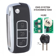 FCC ID: LX8 FZV HU92 Upgraded Remote Car Key Fob 315/433MHz ID44 for BMW - EWS - 1995-2005 Free Programming