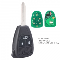 Remote Key Fob 3 Button 315MHz / 433MHz ID46 Chip for Chrysler C300 Sebring PT Cruiser 2003-2007 fits OHT692713AA MSN5WY72XX