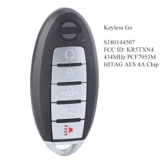 Keyless Go Smart Remote Car Key SUV Fob FSK 434MHz PCF7953M HITAG AES 4A CHIP for Nissan Rogue 2019-2020  FCC ID: KR5TXN4 / S180144507