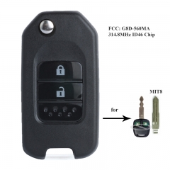 Upgraded Flip Remote Key fob for MITSUBISHI Outlander Pajero Airtreck L200 with MIT8 Blade 313.8MHz ID46 Chip FCCID: G8D-560MA
