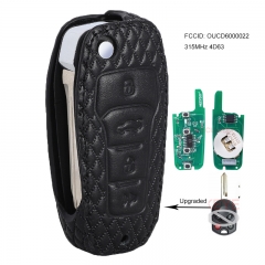 Upgraded Remote Key 4B 315MHz 4D63 Leather Case for Ford Edge Escape Focus 315MHz 4D63(80bit) FCC：OUCD6000022