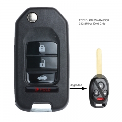 Upgraded Flip Key Remote for Honda for Honda Accord Sedan Pilot 2008 2009 2010 2011 2012 2013 2014 2015 FOB FCCID: KR55WK49308