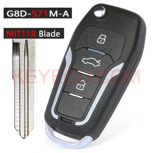 433MHz ID46 Upgraded Flip 2 Button Remote Key Fob for Mitsubishi Pajero, Lancer & Outlander MIT11R Right Blade FCC: G8D-571M-A