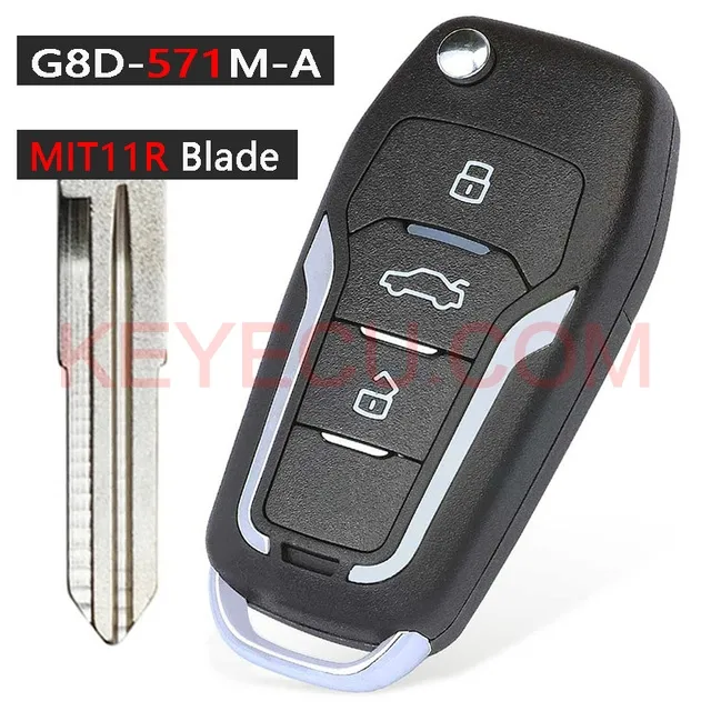 433MHz ID46 Upgraded Flip 2 Button Remote Key Fob for Mitsubishi Pajero, Lancer & Outlander MIT11R Right Blade FCC: G8D-571M-A
