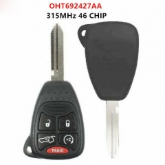 Replacement 5 Button Remote Head Key fob 315MHZ ID46 for Chrysler / Dodge FCCID: OHT692427AA