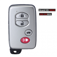 Smart Remote Key 4 Button ASK 433MHz Board ID: A433 P/N: 89904-33430 / 89904-33431