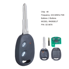 Mando a distancia de repuesto 433,92 MHz ID48 para Chevrolet Aveo 2009-2016 RK950EUT CE 0678