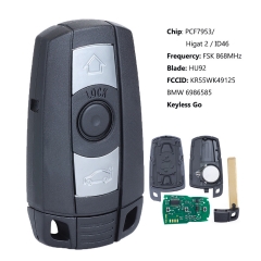 Keyless-Go 868MHz PCF7945 Smart Remote Car Key Fob 3 botones para BMW 1 3 5 Series X5 X6 2006-2011 FCCID: 5WK49145