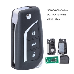 Mando a distancia Fob S000048000 Valeo A03TAA 433MHz ASK H Chip 3 botones para Toyota Auris Corolla 2012 2013 2014 2015 2016 2017