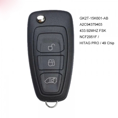 Mando a distancia del mercado de accesorios 433,92 MHz 63 + chip para Ford Transit Custom 2012-2016 BK2T-15K601-AA/AB/AC A2C53435329