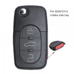 Flip Remote Key Fob 315MHz ID48 Chip for Audi A4 S4 A6 S6 A8 S8 TT 8Z0837231G / 8Z0 837 231 G