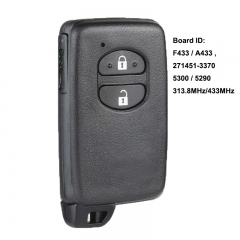 Smart Card Remote Key Fob for Toyota IQ Vitz Ractis Aqua Corolla Board ID: F433 A433 271451-3370 / 5300 / 5290