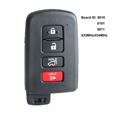 FSK 433MHz / 434MHz 88 Chip Smart Remote Key Fob for Toyota Auris Yaris Hybrid Auris Board ID 0010 0011 61A651-0101 FCCID: BA7EQ 