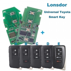 Lonsdor Smart Key Universal Remote Key for Toyota 8A for K518 KH100 KeyTool Support Renew and Rewrite Remote ID: 0020 2110 3330 0010 3950 0410 0440