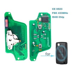 10PCS/lot Remote Key Board 2 Button FSK/ASK 433MHz ID46 Chip for Peugeot Citroen 0523 Model