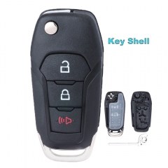 Flip Remote Car Key Shell Case 2+1 Button for Ford Fusion Edge Explorer 2013-2015 FCC ID: N5F-A08TAA (Shell Only)