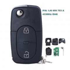 P/N: 1J0 959 753A Folding Remote Key 2 Button 433MHz ID48 for Volkswagen Passat Golf MK4 1998-2000 1J0959753A