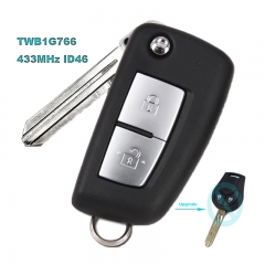 TWB1G766 Upgrade Flip Remote Key 2 Buttons PCF7961A 433MHz ID46 for For 2014 2015 2016 2017 Nissan Micra Note