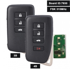 Board ID: 7930 Smart Remote Key Keyless 3 Button FSK 315MHz 4D Chip for Lexus