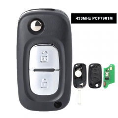 434MHz PCF7961M Flip Remote Key 2 Button Fob for Renault Symbol Megane 3 Captur Kadjar 2013-2017