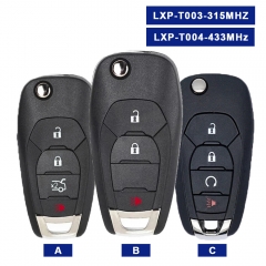 LXP-T003 315/433MHZ LXP-T004 ID46 Chip Flip Remote Key 2+1B/3+1B for Chevrolet Trax Sonic Spark 2019-2021 Cruze XL7 XL8 2016-2019