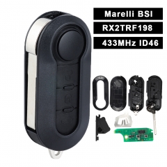 3 Button Remote Key Fob ASK 433MHz ID46 for Fiat 500L MPV Ducato for Citroen Jumper for Peugeot Boxer 2008-2015 RX2TRF198- Marelli BSI