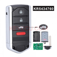 FCC ID: KR5434760 Aftermarket Smart Remote Key Fob 4 Button 313.8MHz for 2013-2014 Acura ILX