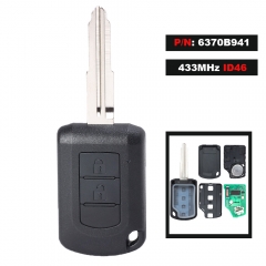 P/N: 6370B941 Remote Key Head 433MHz PCF7941 ID46 Chip  for Mitsubishi Mirage, Outlander, ASX 2016 2017 J166E Key MIT11R