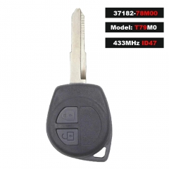 Model: T79M0 DELPHI Remote Car Key With 2 Buttons 433.92MHz ID47 Chip HU87 Uncut Blade for Suzuki Fob 37182-78M00
