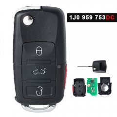 P/N: 1J0 959 753 DC ,1J0959753DC Folding Remote Key 3+1 Button 315MHz ID48 Chip for Volkswagen Beetle Golf Jetta Passat GTI 2002-2010